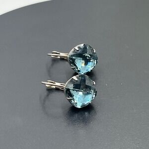 Sorrelli Antique Silver Cushion Cut
Aquamarine Blue Crystal Lever Back Earrings